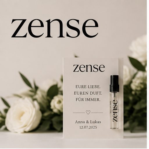 zense Gastgeschenk mit personalisierter Karte und Duftprobe