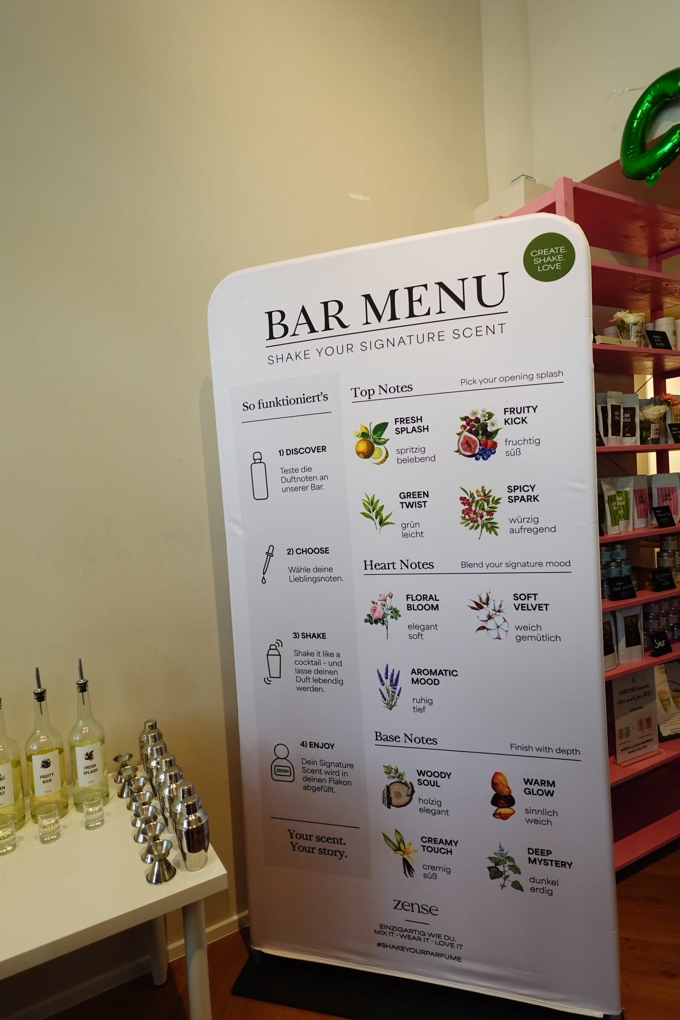 Bar Menu Aufsteller mit allen Duftnoten